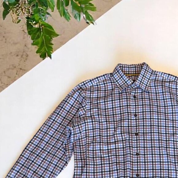 Robert Talbott Trim Fit Plaid Button Down Shirt Size Large 100% Cotton - Picture 16 of 16